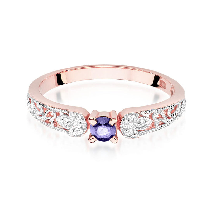 Inel Aur 14K cu Tanzanit 0.15 ct si Diamante Naturale 0.03 ct, imaginea 9 din 11