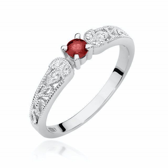 Inel Aur 14K cu Rubin 0.15 ct si Diamante Naturale 0.03 ct, imaginea 4 din 10
