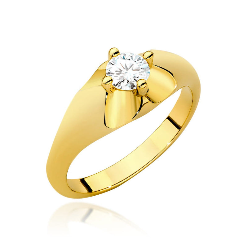 Inel Aur 14K cu Diamant Natural 0.40 ct — Aur galben