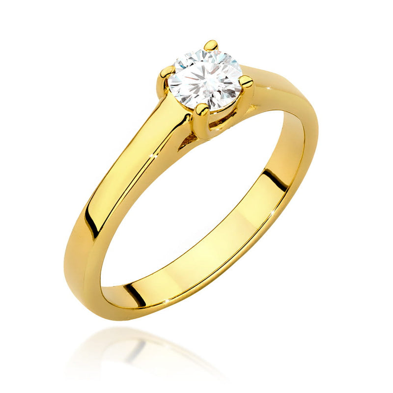 Inel Aur 14K cu Diamant Natural 0.40 ct — Aur galben