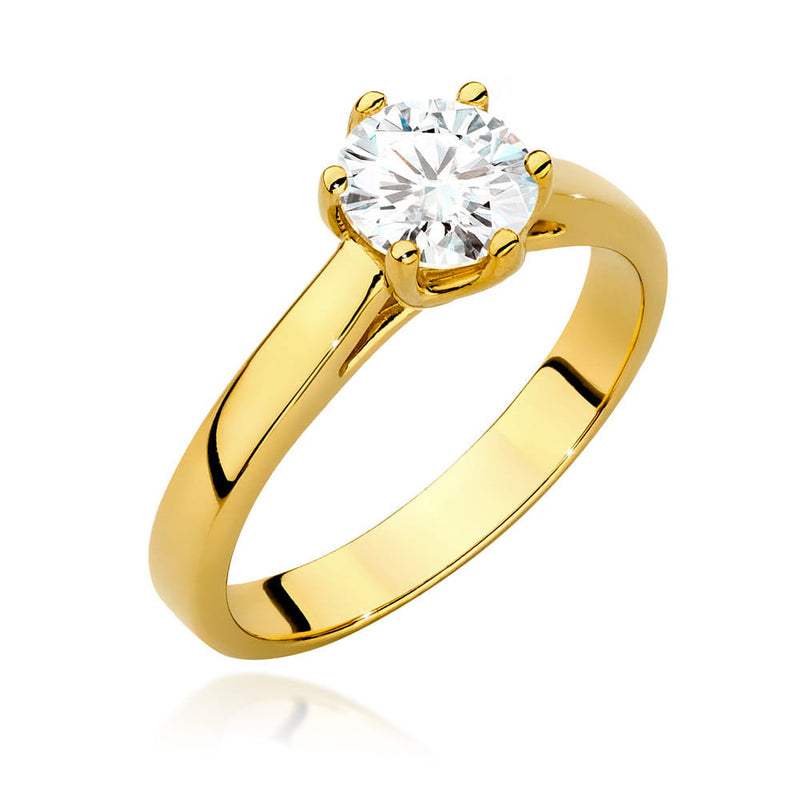Inel Aur 14K cu Diamant Natural 0.70 ct — Aur galben