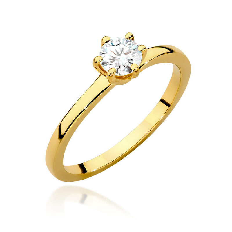 Inel Aur 14K cu Diamant Natural 0.40 ct — Aur galben