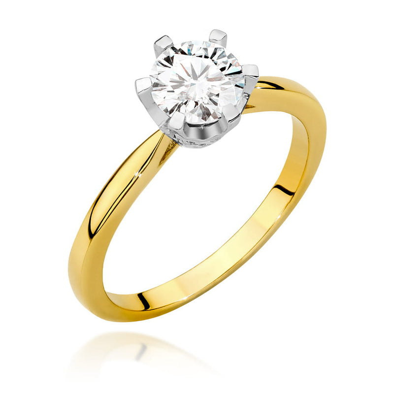 Inel Aur 14K cu Diamante Naturale 0.76 ct — Aur galben