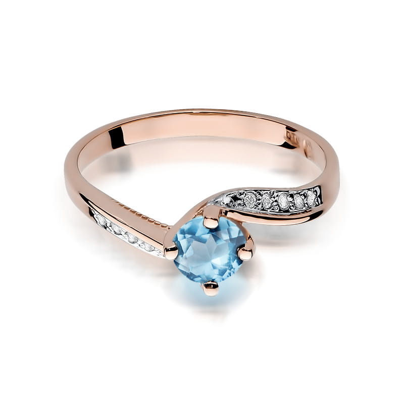 Inel Aur 14K cu Topaz Swiss 0.50 ct si Diamante Naturale 0.05 ct, imaginea 9 din 11