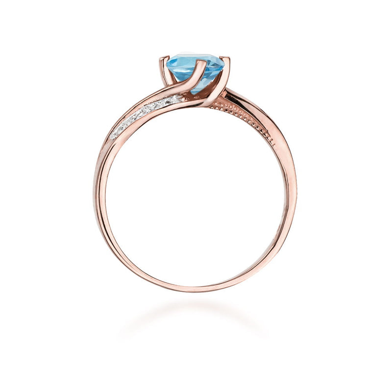 Inel Aur 14K cu Topaz Swiss 0.50 ct si Diamante Naturale 0.05 ct, imaginea 10 din 11