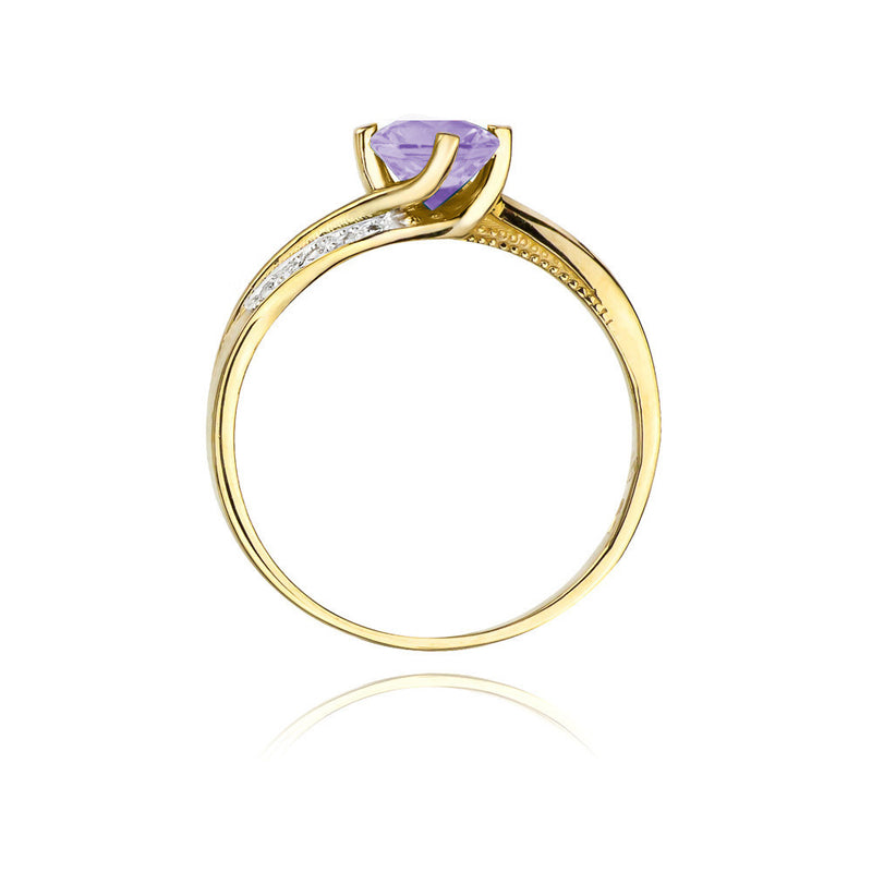 Inel Aur 14K cu Tanzanit 0.50 ct si Diamante Naturale 0.05 ct, imaginea 3 din 11