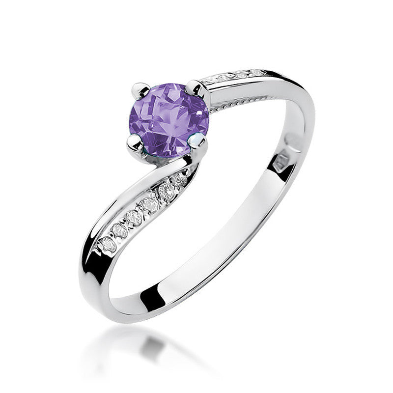 Inel Aur 14K cu Tanzanit 0.50 ct si Diamante Naturale 0.05 ct, imaginea 5 din 11