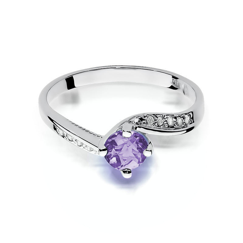 Inel Aur 14K cu Tanzanit 0.50 ct si Diamante Naturale 0.05 ct, imaginea 6 din 11