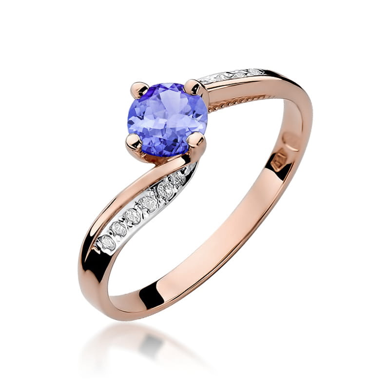 Inel Aur 14K cu Tanzanit 0.50 ct si Diamante Naturale 0.05 ct, imaginea 8 din 11