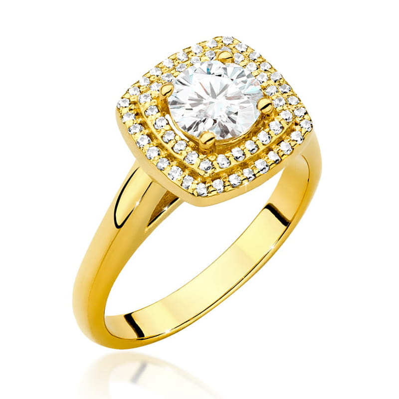 Inel Aur 14K cu Diamante Naturale 0.98 ct — Aur galben