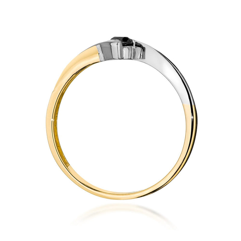 Inel Aur 14K cu Diamante Naturale Albe si Negre 0.15 ct, imaginea 2 din 9