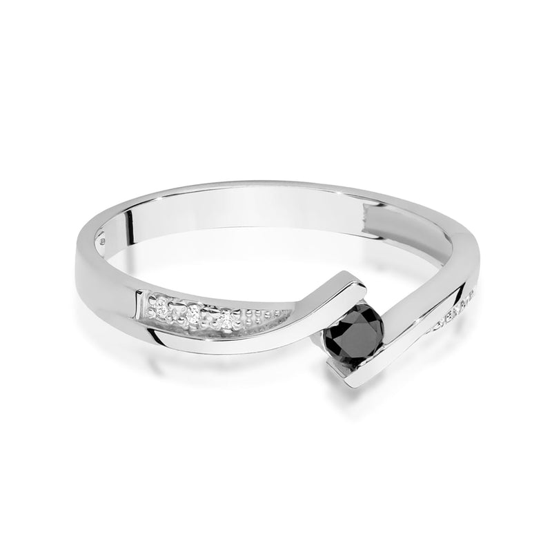 Inel Aur 14K cu Diamante Naturale Albe si Negre 0.15 ct, imaginea 5 din 9