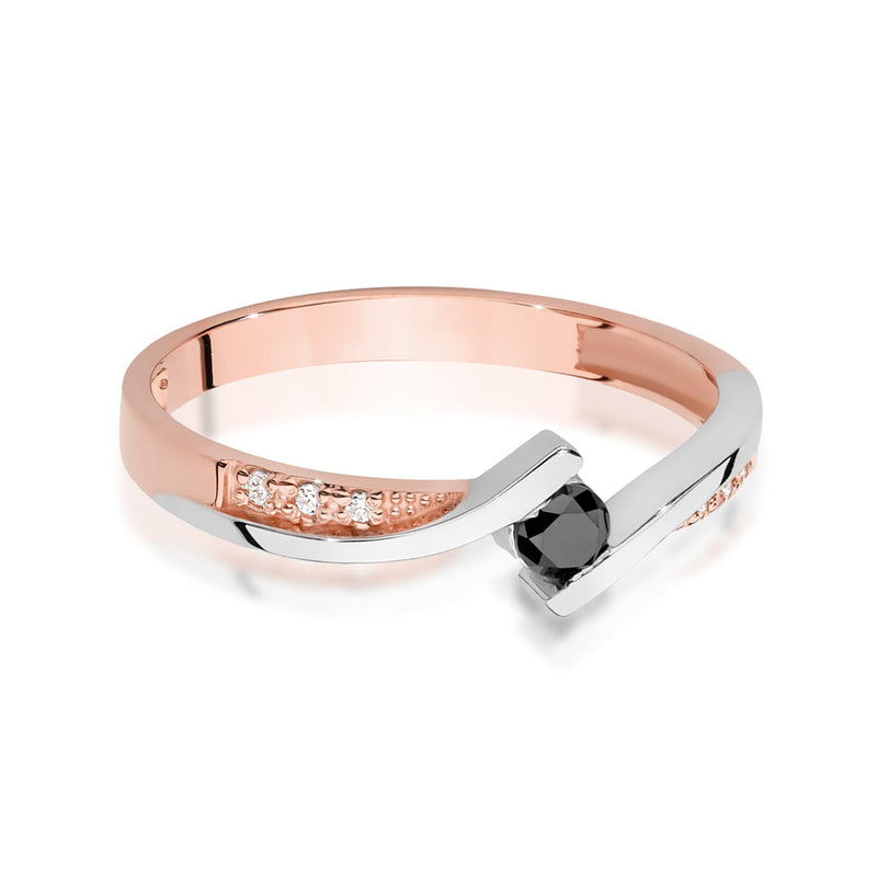 Inel Aur 14K cu Diamante Naturale Albe si Negre 0.15 ct, imaginea 8 din 9