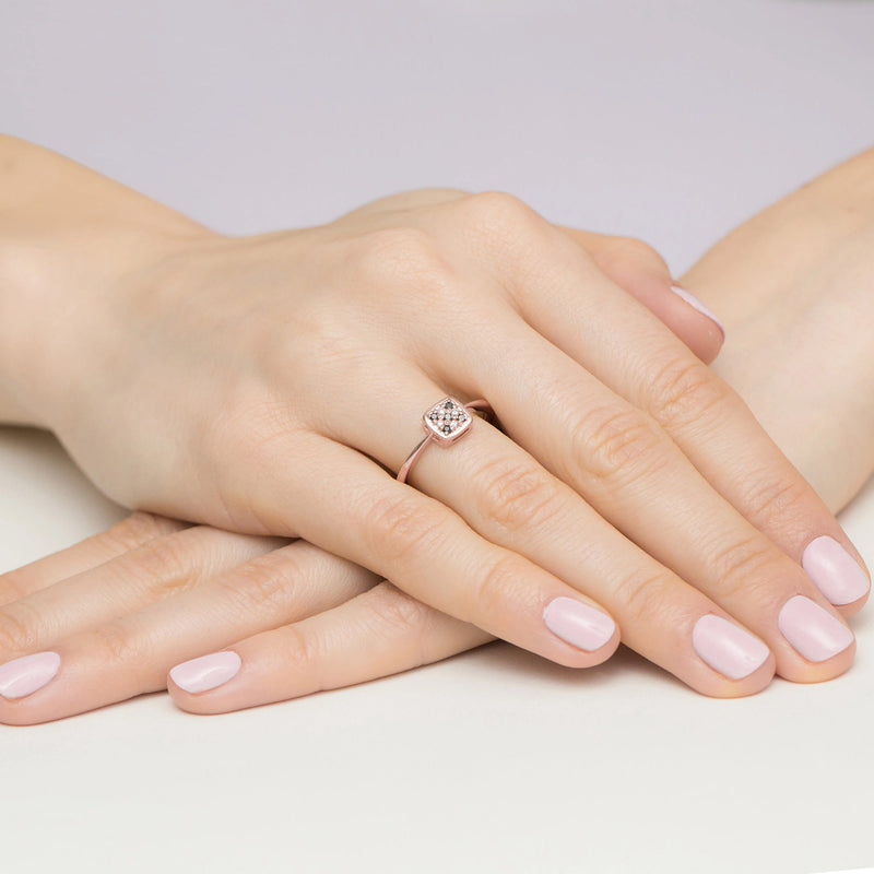 Inel Aur 14K cu Diamante Naturale Albe si Negre 0.13 ct, imaginea 11 din 11