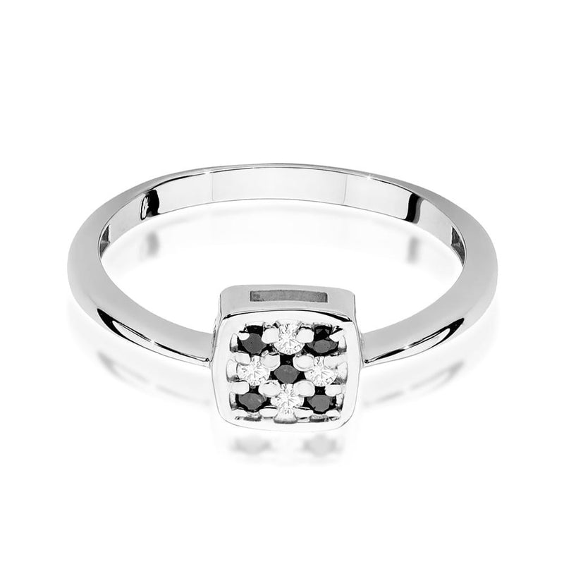Inel Aur 14K cu Diamante Naturale Albe si Negre 0.13 ct, imaginea 5 din 11