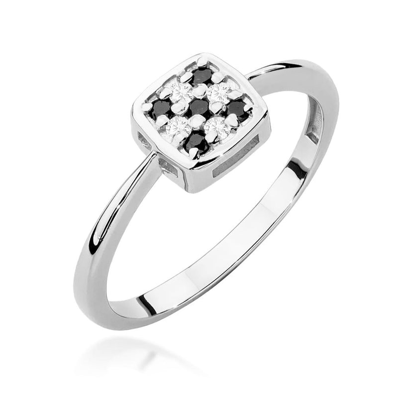 Inel Aur 14K cu Diamante Naturale Albe si Negre 0.13 ct, imaginea 6 din 11