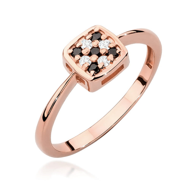 Inel Aur 14K cu Diamante Naturale Albe si Negre 0.13 ct, imaginea 8 din 11