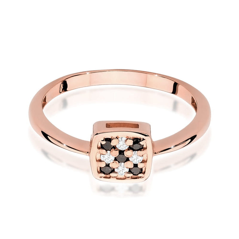Inel Aur 14K cu Diamante Naturale Albe si Negre 0.13 ct, imaginea 9 din 11