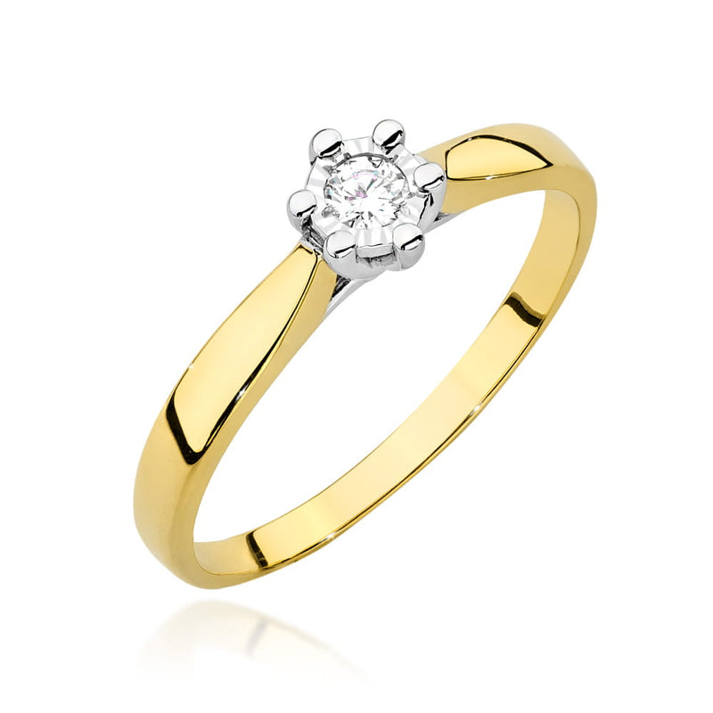 Inel Aur 14K cu Diamant de Laborator 0.08 ct — Aur galben