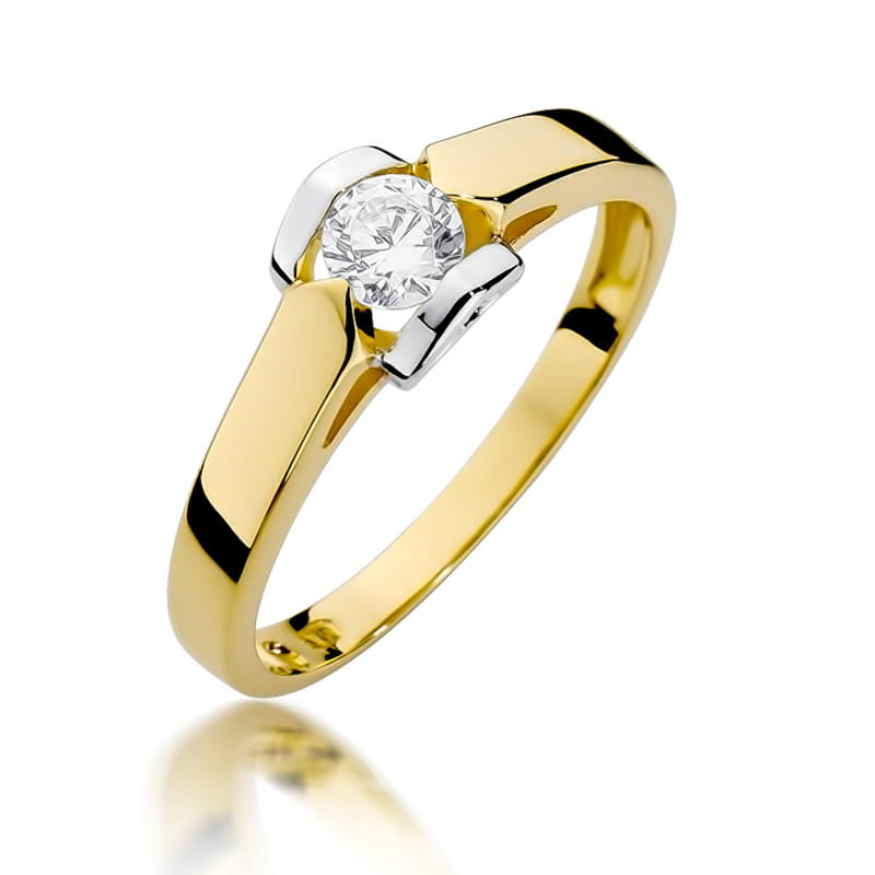 Inel Aur 14K cu Diamant Natural 0.30 ct — Aur galben