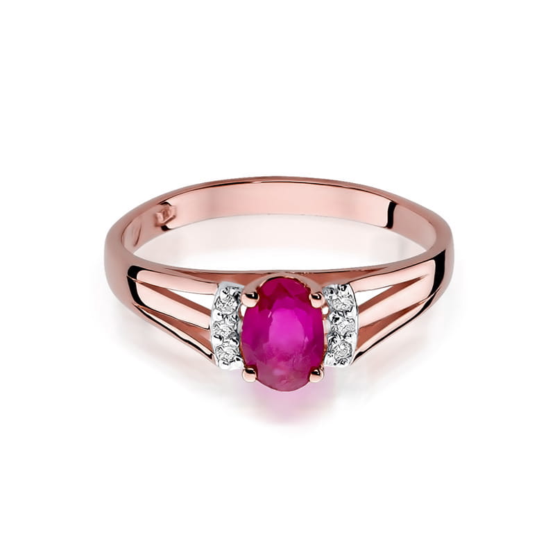 Inel Aur 14K cu Rubin 0.60 ct si Diamante Naturale 0.05 ct, imaginea 11 din 12