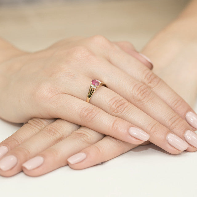 Inel Aur 14K cu Rubin 0.60 ct si Diamante Naturale 0.05 ct, imaginea 4 din 12