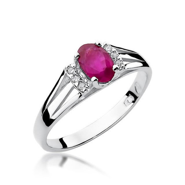 Inel Aur 14K cu Rubin 0.60 ct si Diamante Naturale 0.05 ct, imaginea 5 din 12
