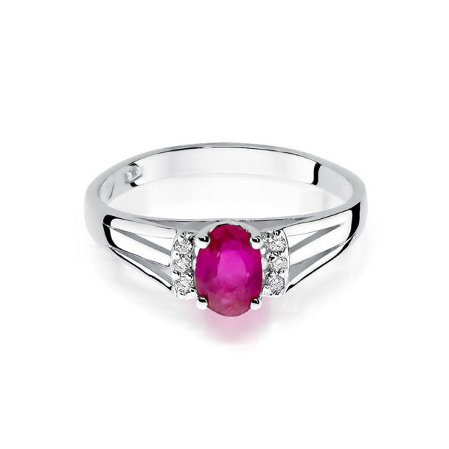 Inel Aur 14K cu Rubin 0.60 ct si Diamante Naturale 0.05 ct, imaginea 6 din 12