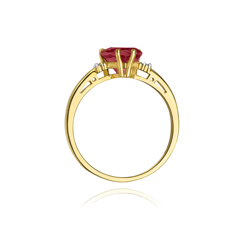 Inel Aur 14K cu Rubin 1.70 ct si Diamante Naturale 0.03 ct, imaginea 3 din 10