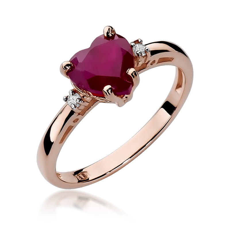 Inel Aur 14K cu Rubin 1.70 ct si Diamante Naturale 0.03 ct, imaginea 8 din 10