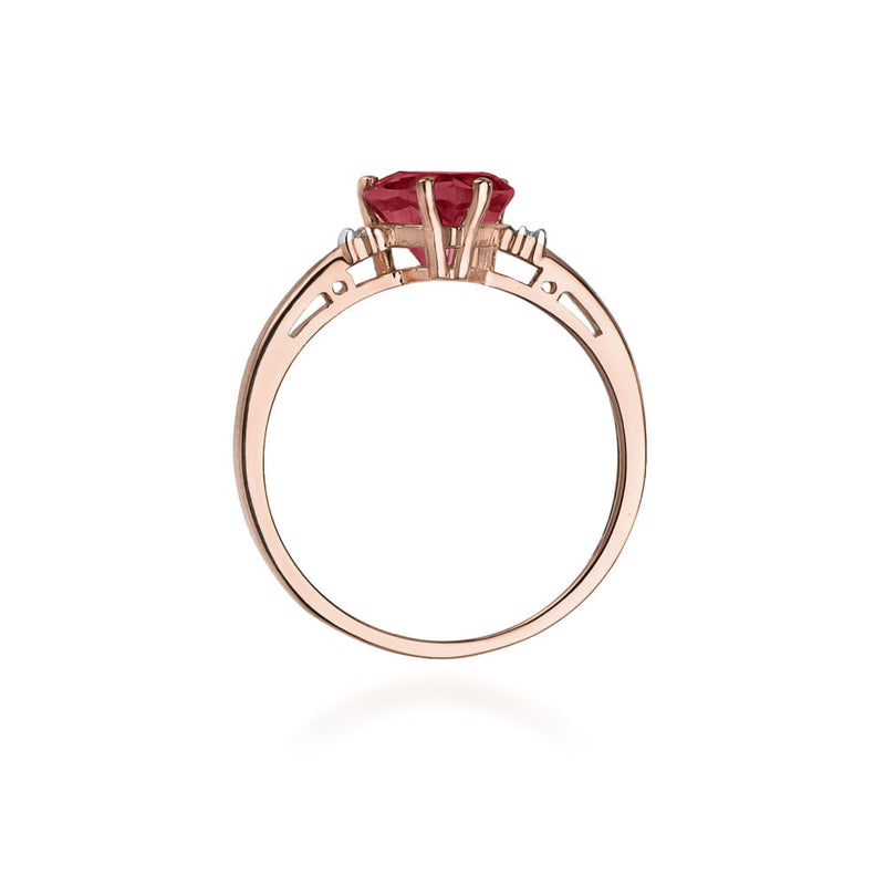 Inel Aur 14K cu Rubin 1.70 ct si Diamante Naturale 0.03 ct, imaginea 10 din 10