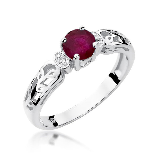 Inel Aur 14K cu Rubin 0.60 ct si Diamante Naturale 0.02 ct, imaginea 5 din 10