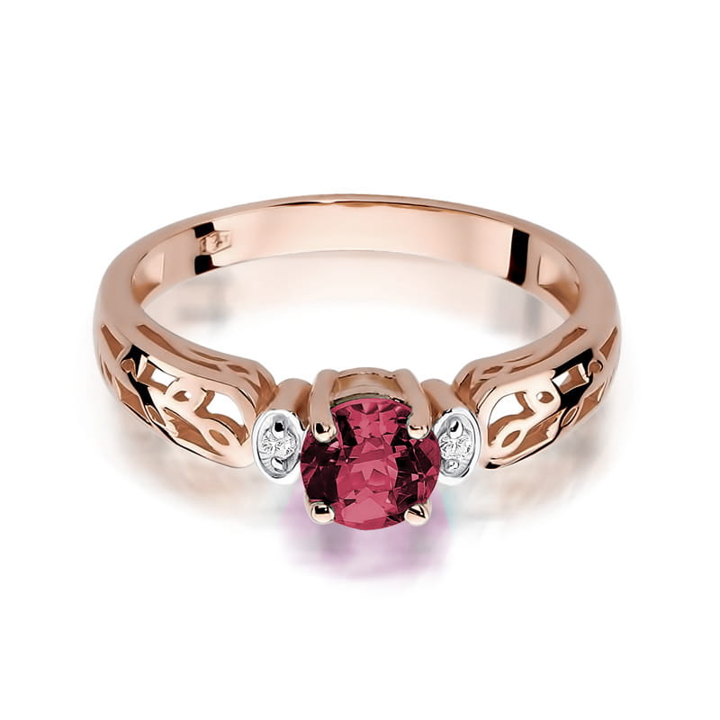 Inel Aur 14K cu Rubin 0.60 ct si Diamante Naturale 0.02 ct, imaginea 9 din 10