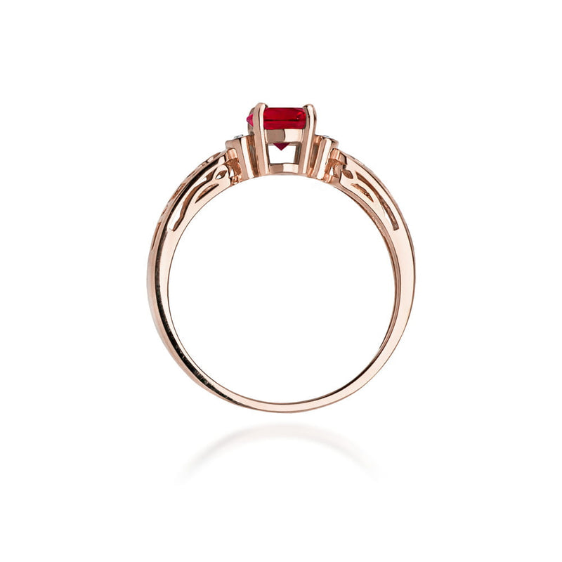 Inel Aur 14K cu Rubin 0.60 ct si Diamante Naturale 0.02 ct, imaginea 10 din 10