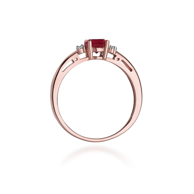 Inel Aur 14K cu Rubin 0.60 ct si Diamante Naturale 0.03 ct, imaginea 10 din 10