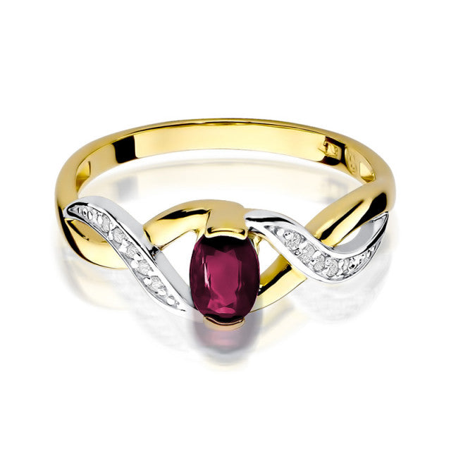 Inel Aur 14K cu Rubin 0.60 ct si Diamante Naturale 0.05 ct, imaginea 2 din 10
