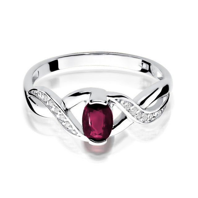 Inel Aur 14K cu Rubin 0.60 ct si Diamante Naturale 0.05 ct, imaginea 6 din 10
