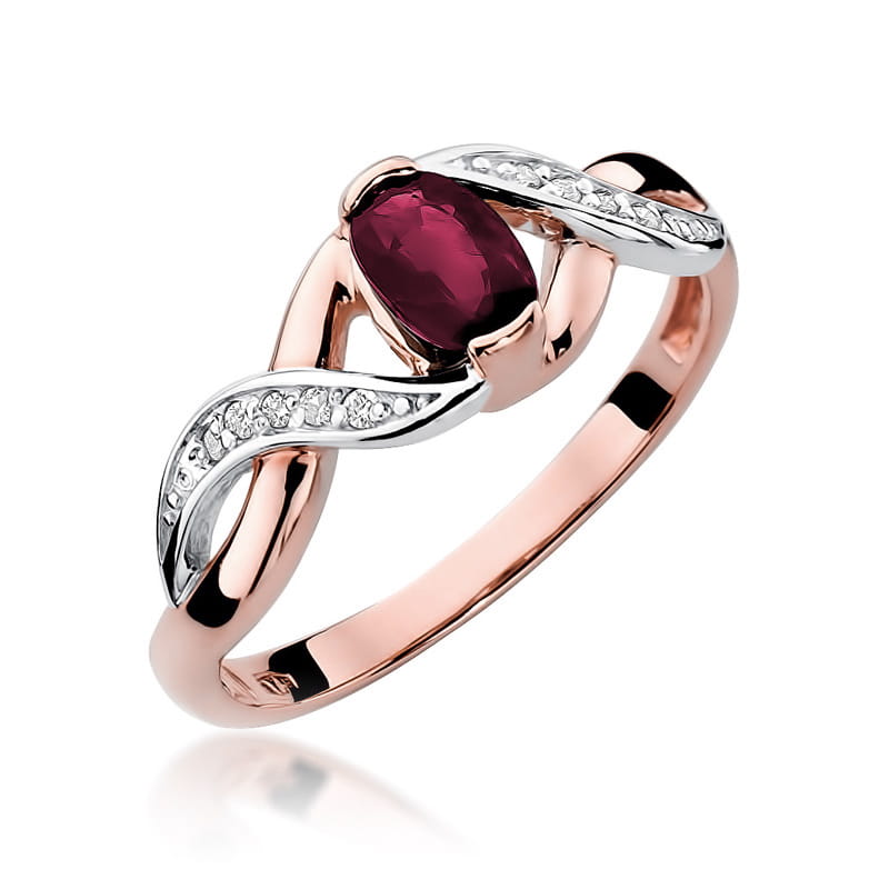 Inel Aur 14K cu Rubin 0.60 ct si Diamante Naturale 0.05 ct, imaginea 8 din 10