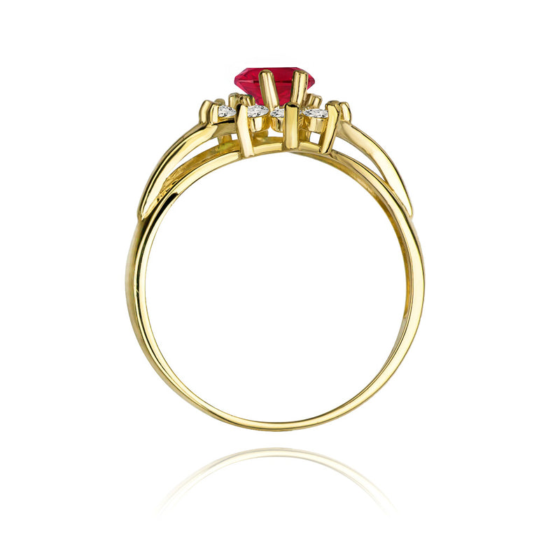 Inel Aur 14K cu Rubin 1.00 ct si Diamante Naturale 0.30 ct, imaginea 3 din 9