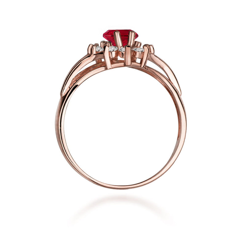 Inel Aur 14K cu Rubin 1.00 ct si Diamante Naturale 0.30 ct, imaginea 9 din 9