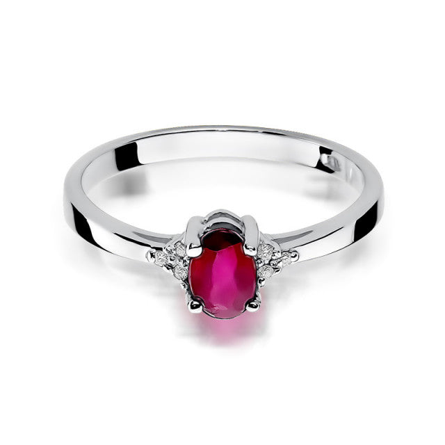 Inel Aur 14K cu Rubin 0.60 ct si Diamante Naturale 0.05 ct, imaginea 6 din 10