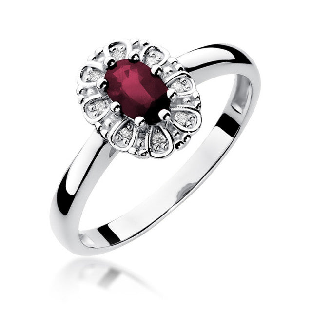 Inel Aur 14K cu Rubin 0.60 ct si Diamante Naturale 0.07 ct, imaginea 5 din 11