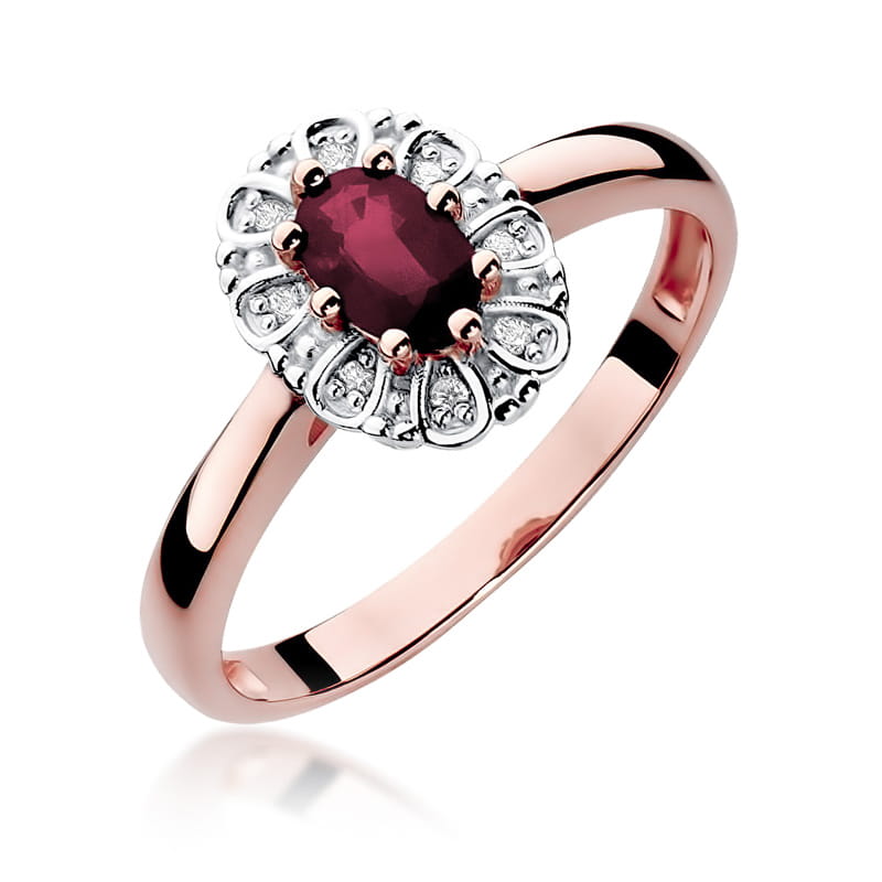 Inel Aur 14K cu Rubin 0.60 ct si Diamante Naturale 0.07 ct, imaginea 8 din 11
