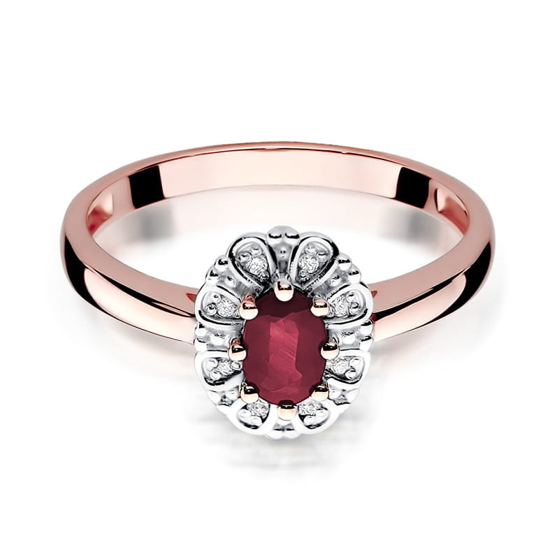 Inel Aur 14K cu Rubin 0.60 ct si Diamante Naturale 0.07 ct, imaginea 9 din 11