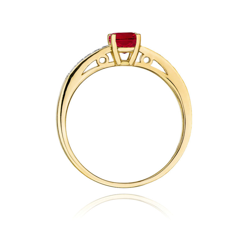 Inel Aur 14K cu Rubin 0.60 ct si Diamante Naturale 0.05 ct, imaginea 3 din 9