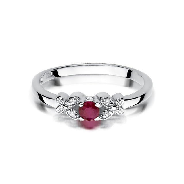 Inel Aur 14K cu Rubin 0.15 ct si Diamante Naturale 0.02 ct, imaginea 6 din 11