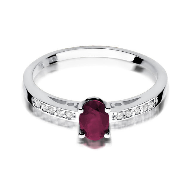 Inel Aur 14K cu Rubin 0.60 ct si Diamante Naturale 0.05 ct, imaginea 5 din 7
