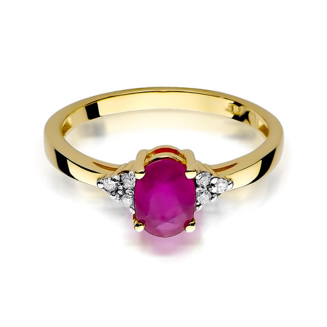 Inel Aur 14K cu Rubin 1.00 ct si Diamante Naturale 0.05 ct, imaginea 2 din 10