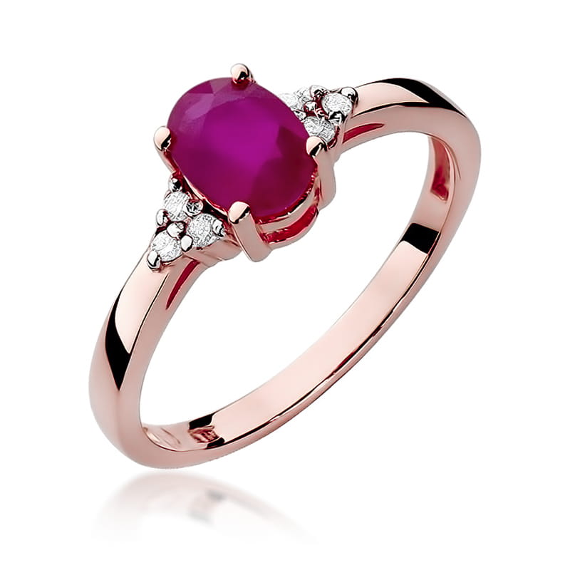 Inel Aur 14K cu Rubin 1.00 ct si Diamante Naturale 0.05 ct, imaginea 8 din 10