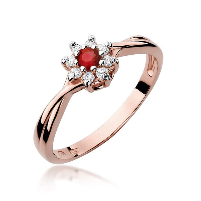 Inel Aur 14K cu Rubin 0.15 ct si Diamante Naturale 0.12 ct, imaginea 8 din 10